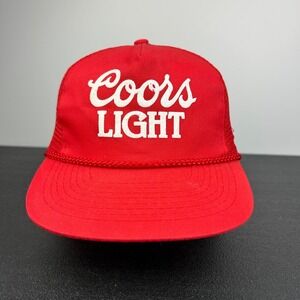 Vintage 90s Coors Light Trucker Hat Cap Snap Back Adjustable Red Beer Adult